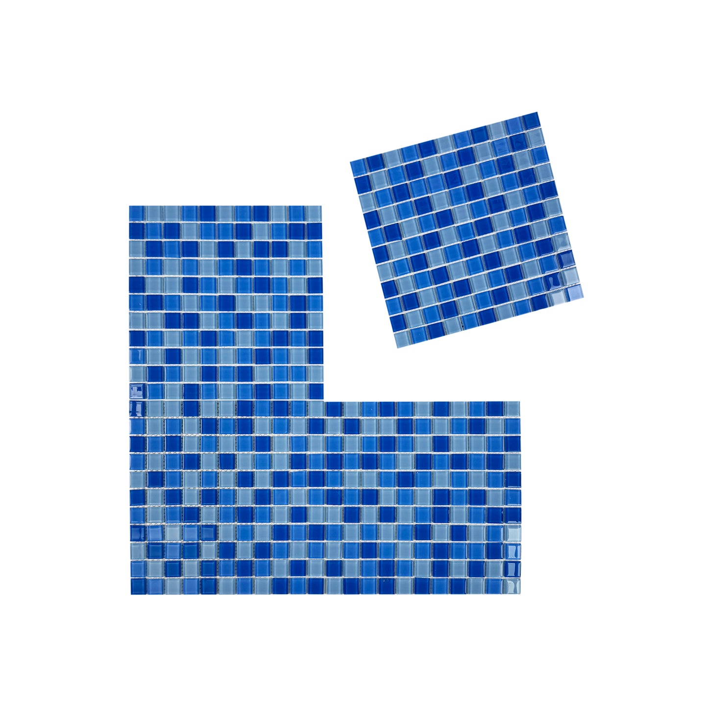 Azure Enchantment Series Sky Blue & French Blue & Cobalt Blue Mixed Crystal Glass Mosaic