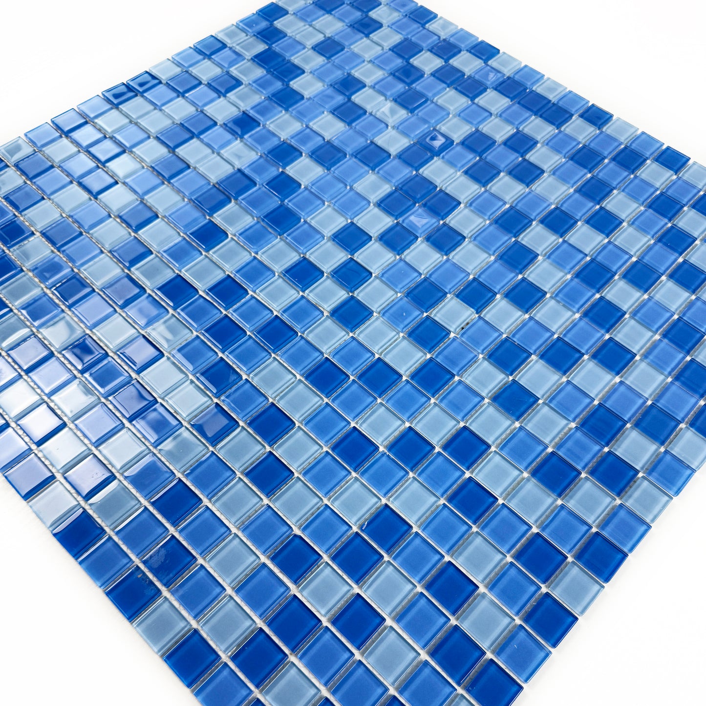 Azure Enchantment Series Sky Blue & French Blue & Cobalt Blue Mixed Crystal Glass Mosaic
