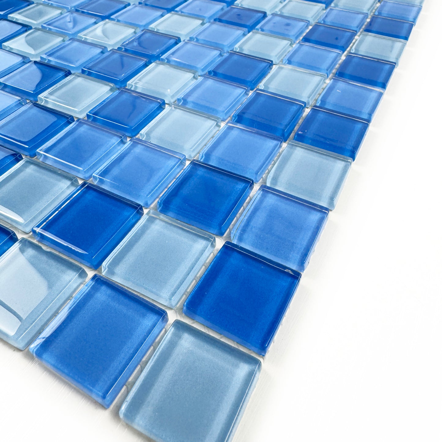 Azure Enchantment Series Sky Blue & French Blue & Cobalt Blue Mixed Crystal Glass Mosaic