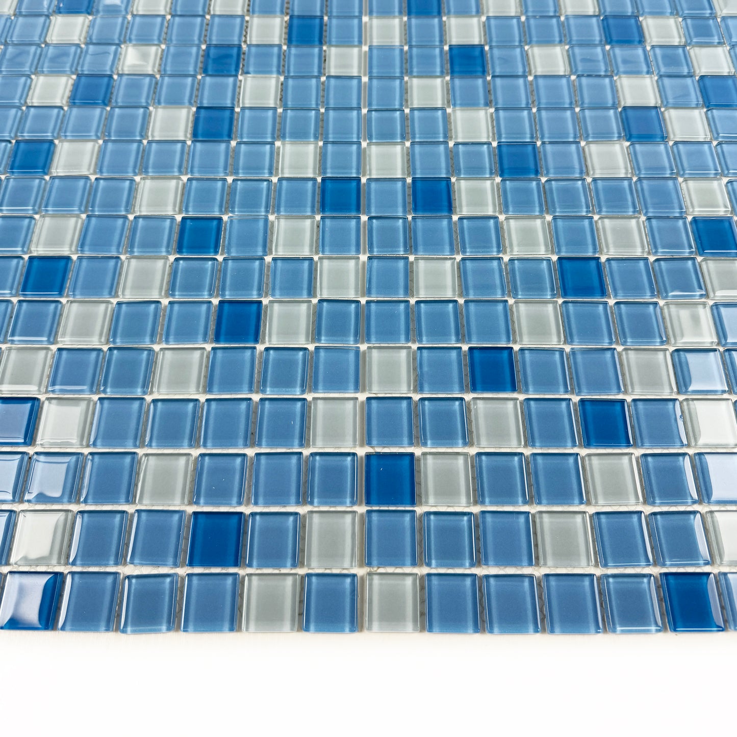 Azure Enchantment Series White & Sky Blue & French Blue Mixed Crystal Glass Mosaic