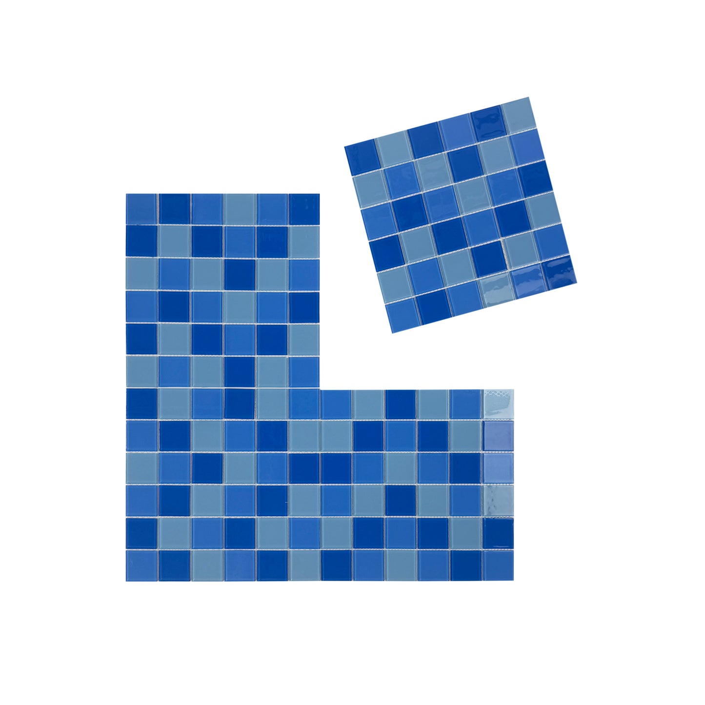 Azure Enchantment Series Sky Blue & French Blue & Light Blue Mixed Crystal Glass Mosaic
