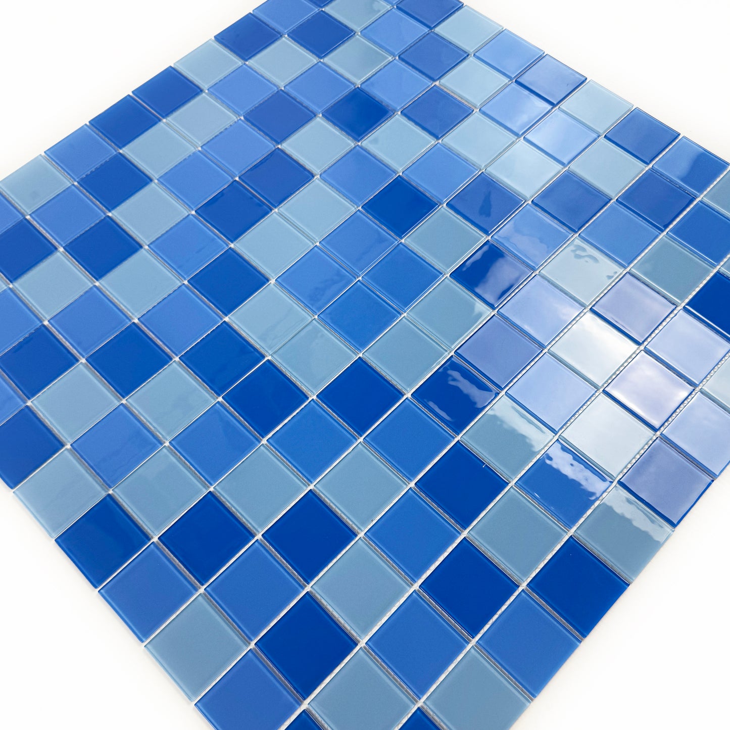 Azure Enchantment Series Sky Blue & French Blue & Light Blue Mixed Crystal Glass Mosaic