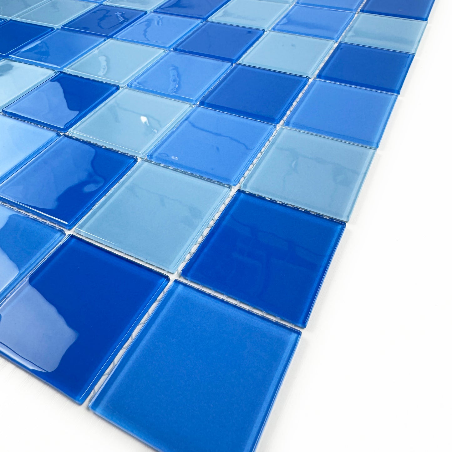 Azure Enchantment Series Sky Blue & French Blue & Light Blue Mixed Crystal Glass Mosaic