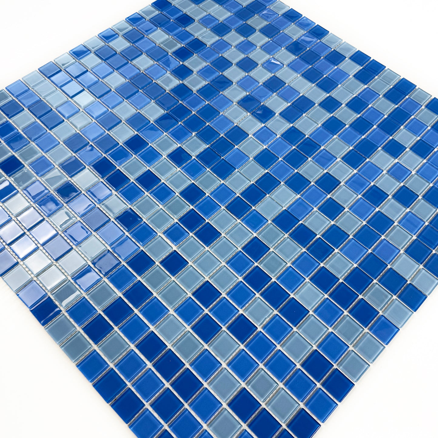 Azure Enchantment Series Baby Blue & French Blue & Cobalt Blue Mixed Crystal Glass Mosaic