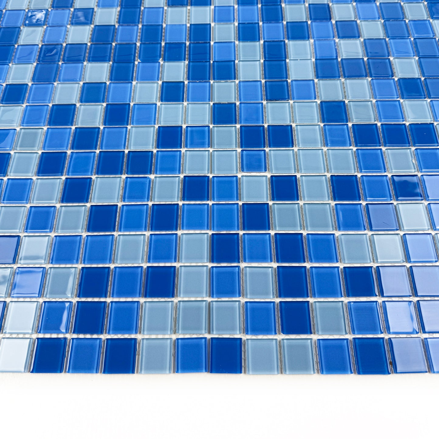 Azure Enchantment Series Baby Blue & French Blue & Cobalt Blue Mixed Crystal Glass Mosaic