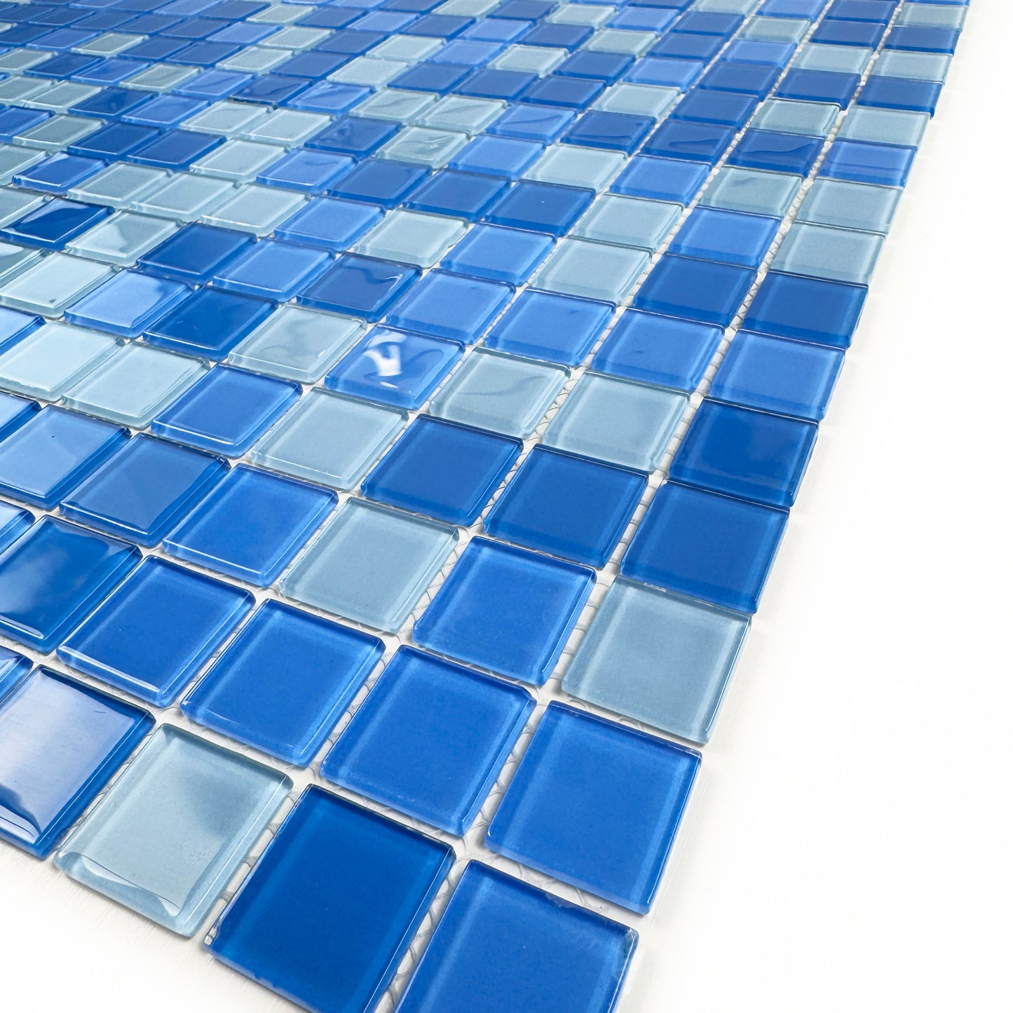 Azure Enchantment Series Baby Blue & French Blue & Cobalt Blue Mixed Crystal Glass Mosaic