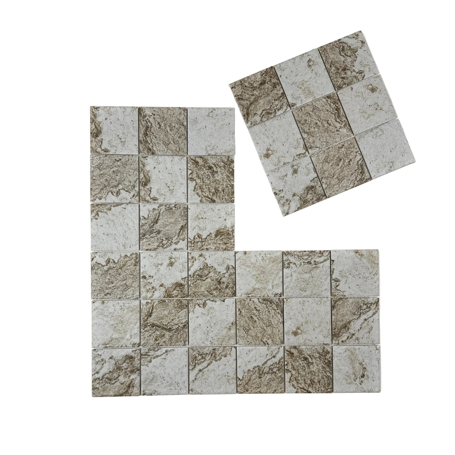 Majestic Naturale Light Off White & Brown & Gray Mixed Stone Pattern Porcelain Mosaic