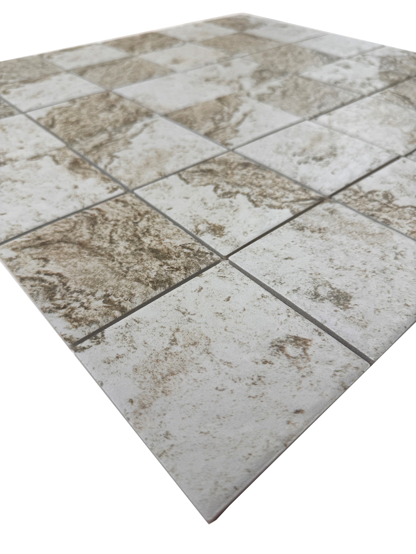 Majestic Naturale Light Off White & Brown & Gray Mixed Stone Pattern Porcelain Mosaic