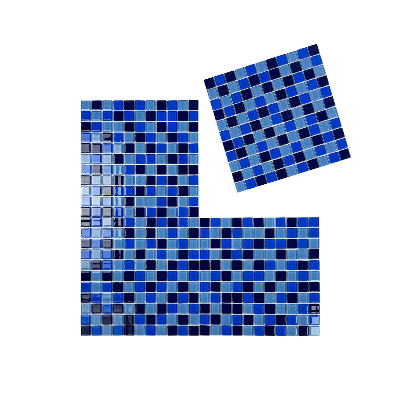 Azure Enchantment Series Sky Blue & French Blue & Sapphire Blue Mixed Crystal Glass Mosaic