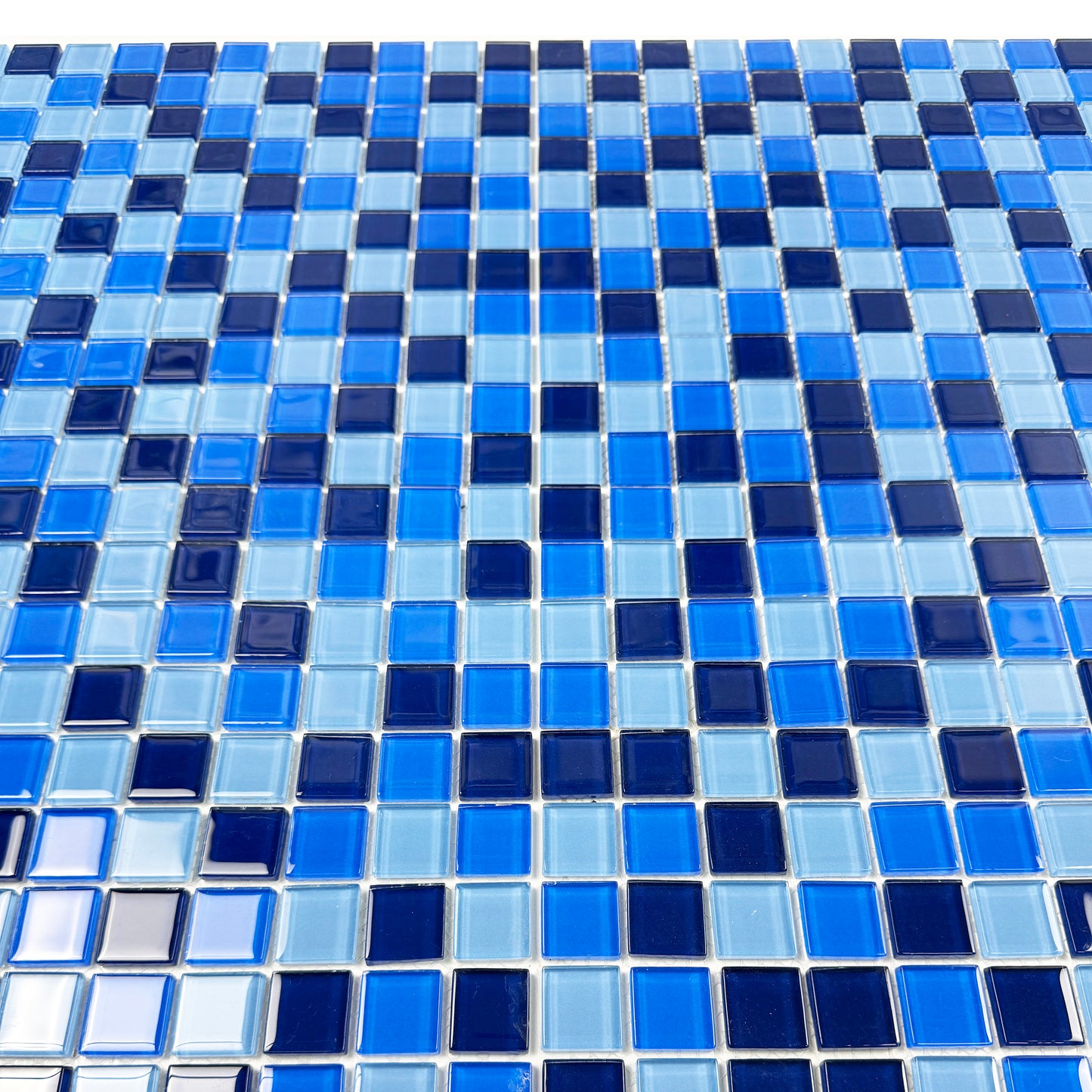 Azure Enchantment Series Sky Blue & French Blue & Sapphire Blue Mixed Crystal Glass Mosaic