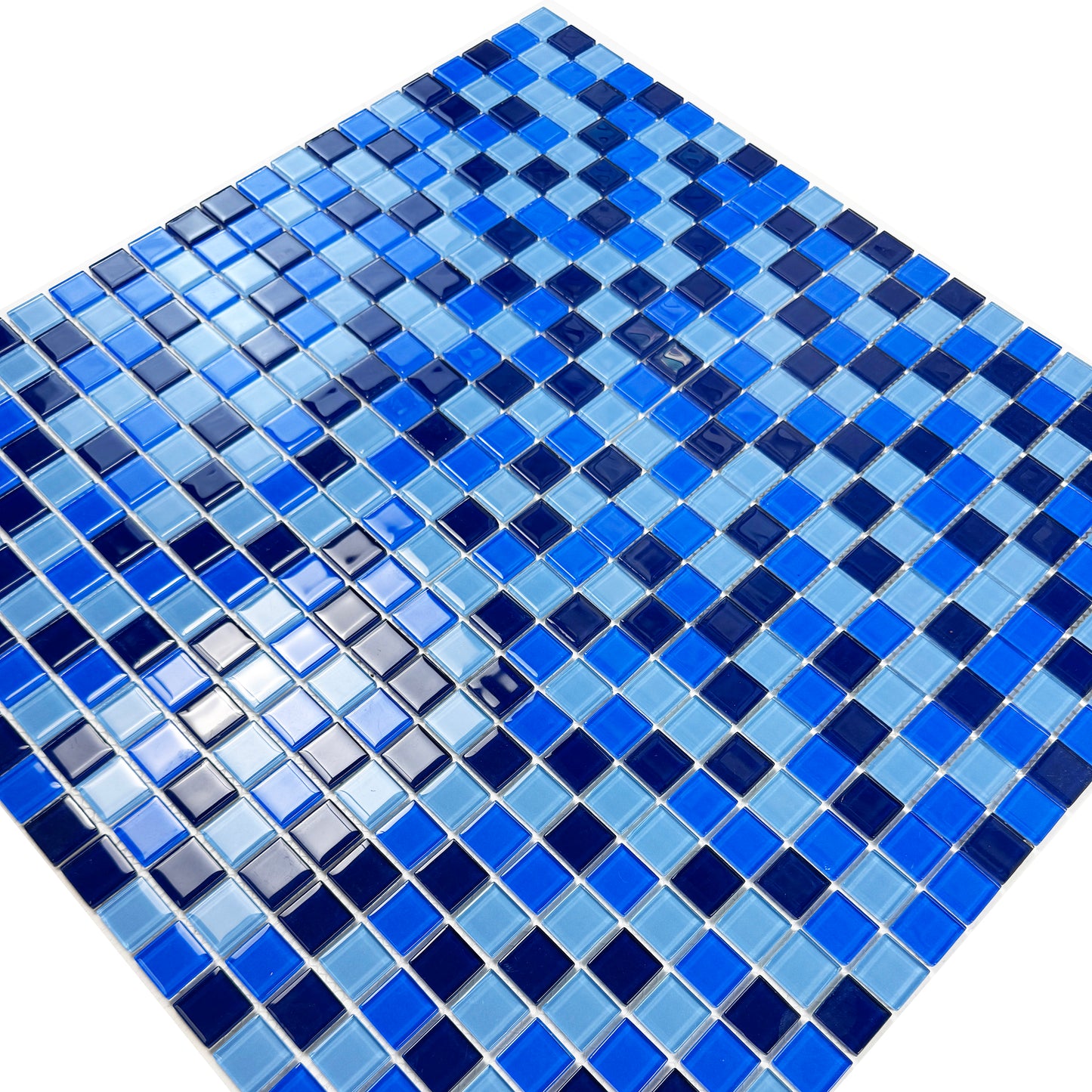 Azure Enchantment Series Sky Blue & French Blue & Sapphire Blue Mixed Crystal Glass Mosaic