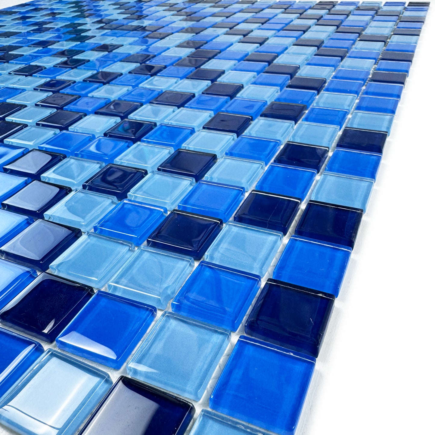 Azure Enchantment Series Sky Blue & French Blue & Sapphire Blue Mixed Crystal Glass Mosaic