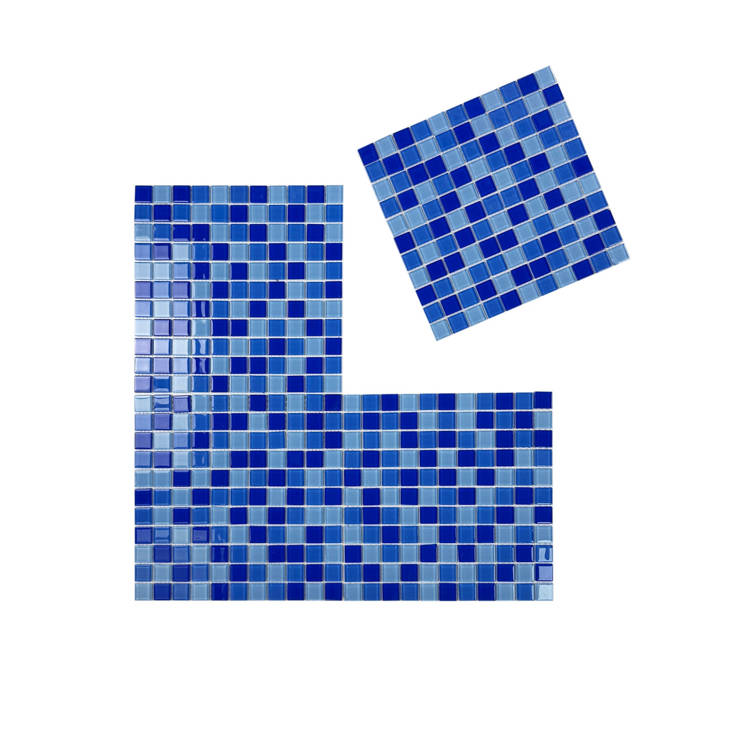 Azure Enchantment Series Sky Blue & French Blue & Navy Blue Mixed Crystal Glass Mosaic