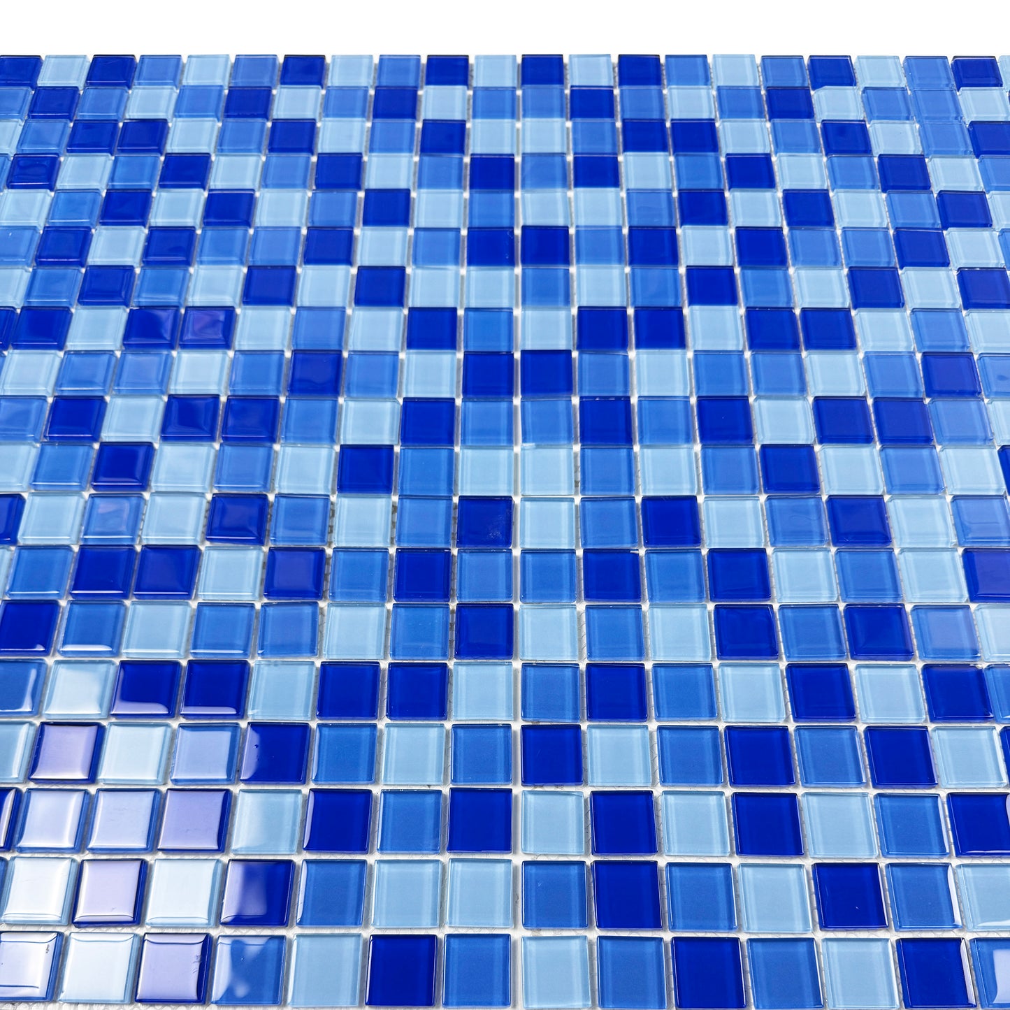 Azure Enchantment Series Sky Blue & French Blue & Navy Blue Mixed Crystal Glass Mosaic