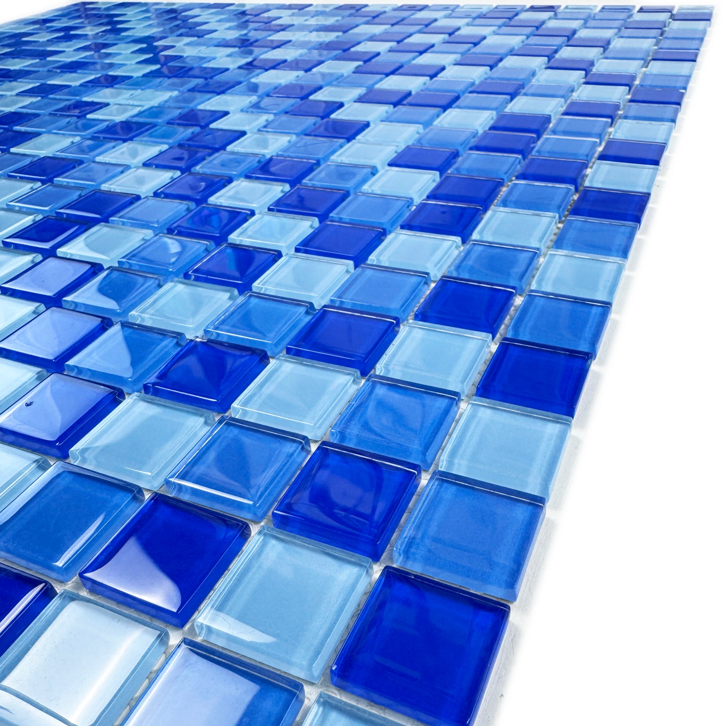 Azure Enchantment Series Sky Blue & French Blue & Navy Blue Mixed Crystal Glass Mosaic