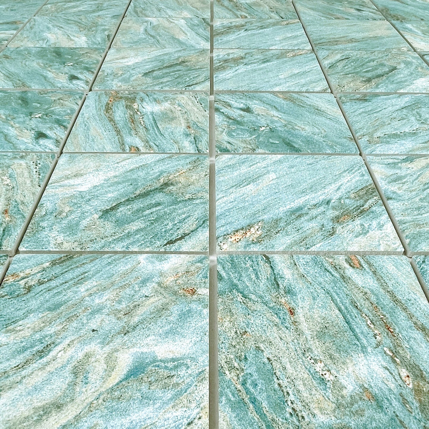 Majestic Naturale Series Leaf Green & Gold Vein Mixed Convex Matte Surface Stone Pattern Porcelain Mosaic