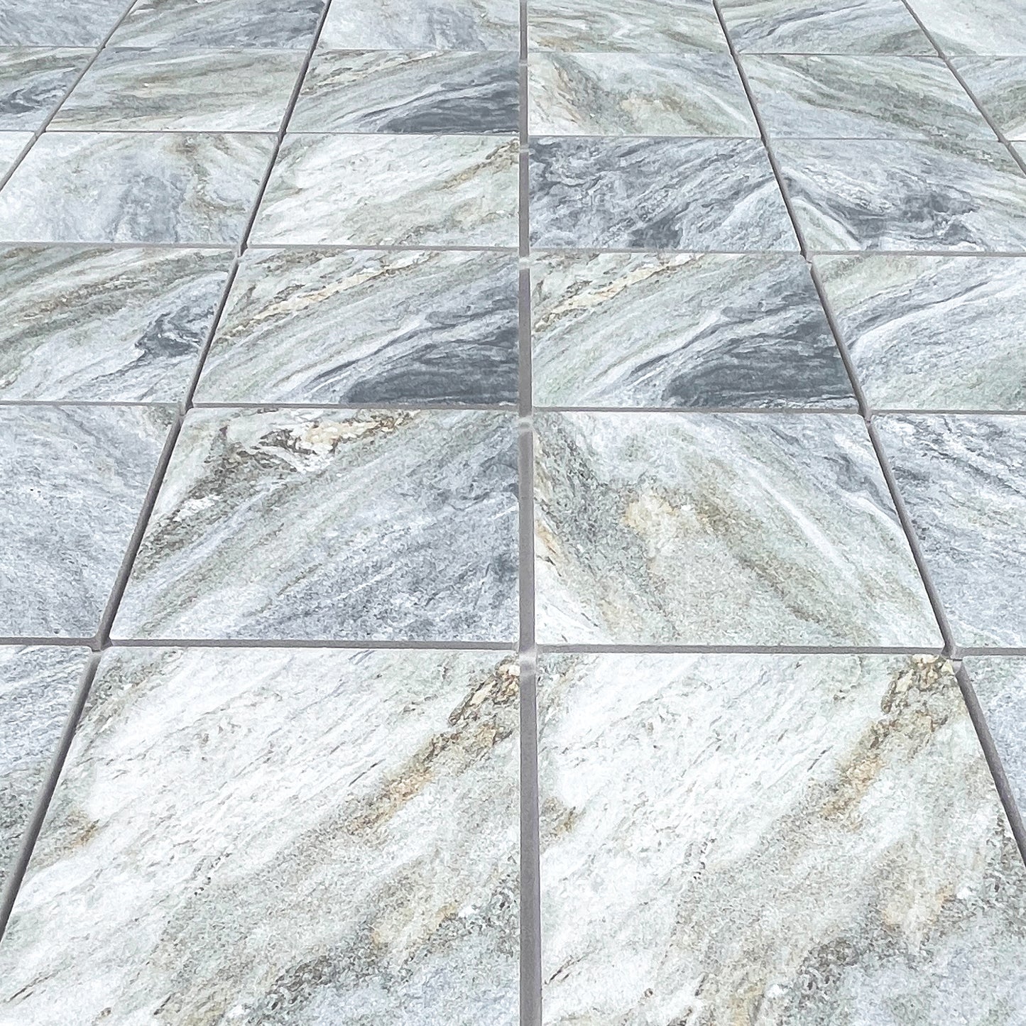 Majestic Naturale Series Lava Grey & Gold Vein Mixed Convex Matte Surface Stone Pattern Porcelain Mosaic