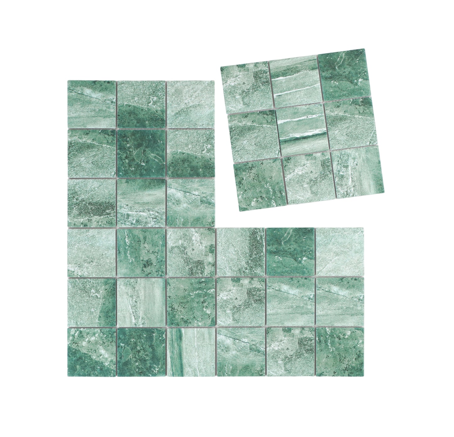 Majestic Naturale Series Mint Green & Forest Green Mixed Convex Matte Surface Stone Pattern Porcelain Mosaic