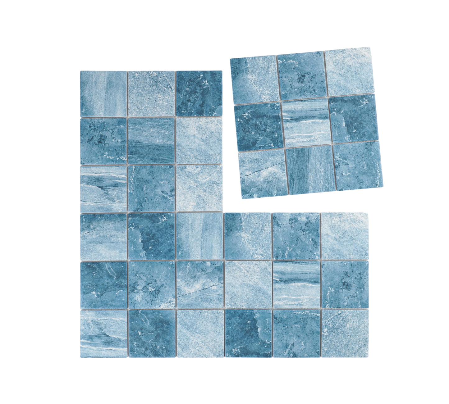 Majestic Naturale Series Cobalt Blue & Cornflower Blue Mixed Convex Matte Surface Stone Pattern Porcelain Mosaic