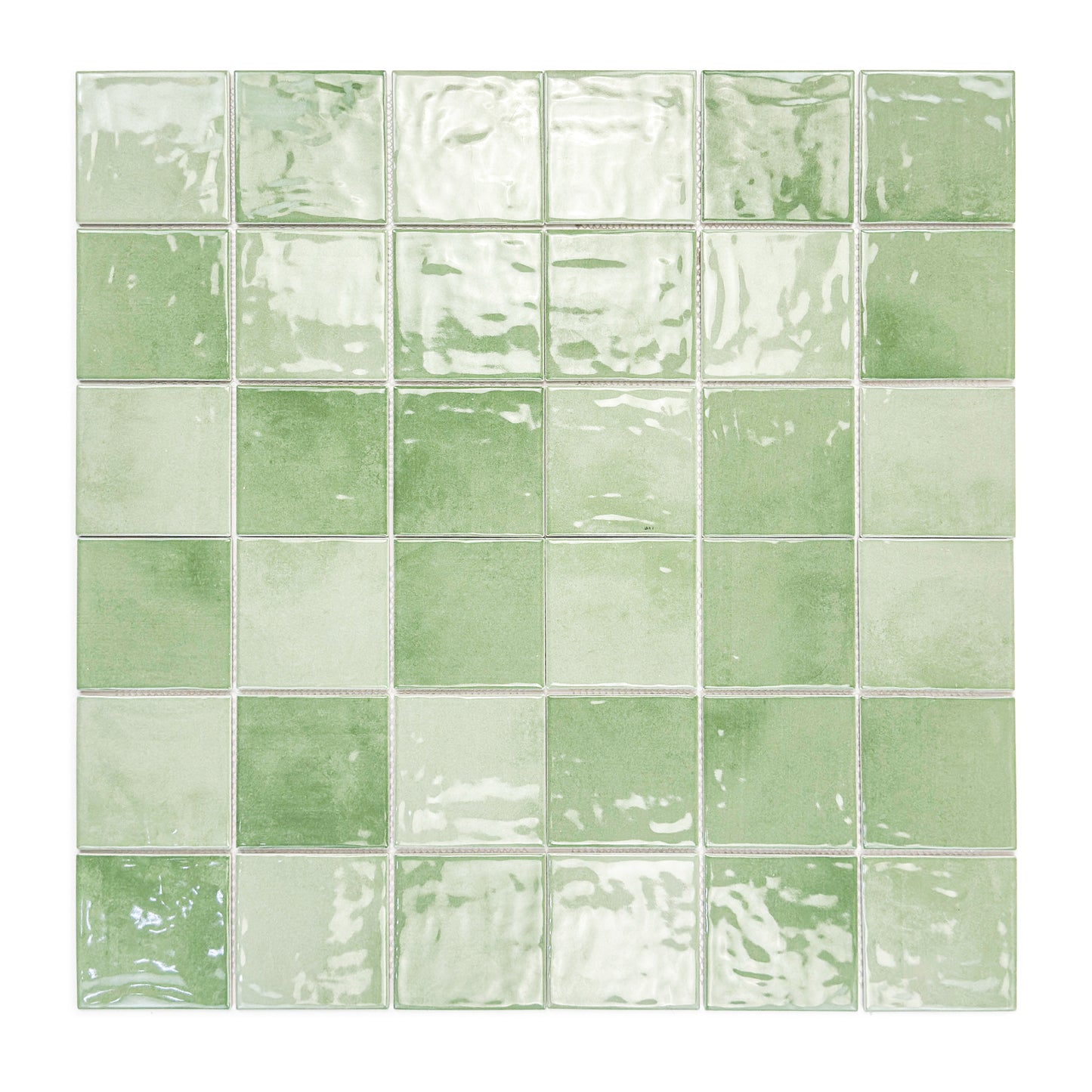 Burano Series Saga Green & Olive Green Mixed Natural Gradient Porcelain Mosaic