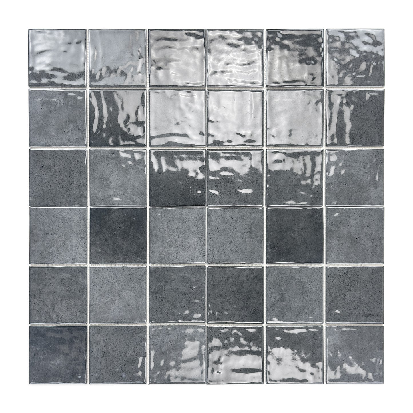 Burano Series Light Grey & Iron Grey Mixed Natural Gradient Porcelain Mosaic