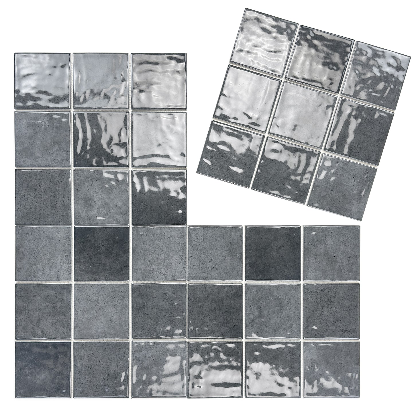 Burano Series Light Grey & Iron Grey Mixed Natural Gradient Porcelain Mosaic