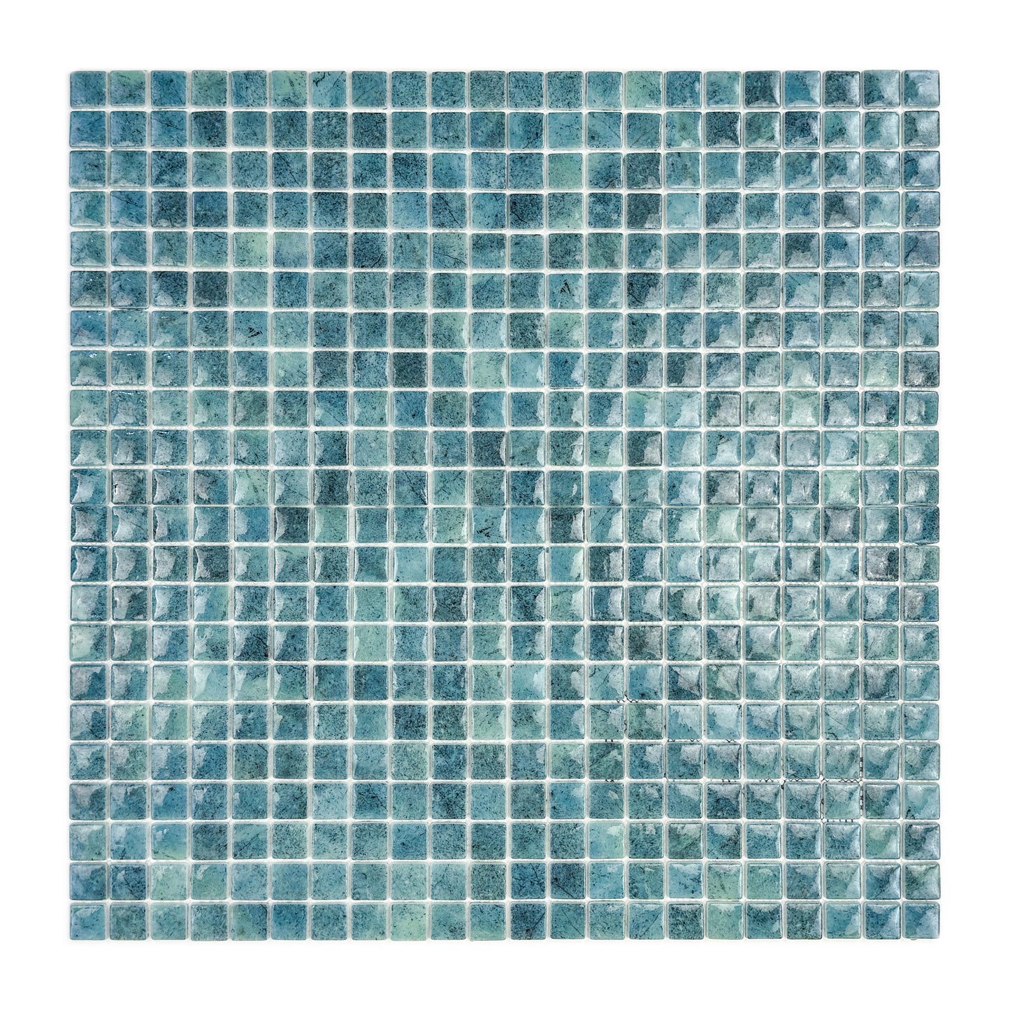 Opulent Vein Series Pine Green & Sea Green Marble Texture Glossy Recycled Glass Mosaic
