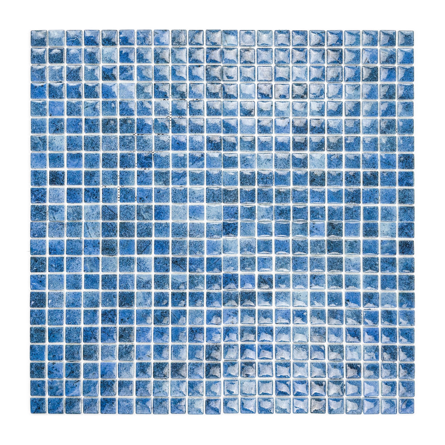 Opulent Vein Series Indigo Blue & Neon Blue Marble Texture Glossy Recycled Glass Mosaic