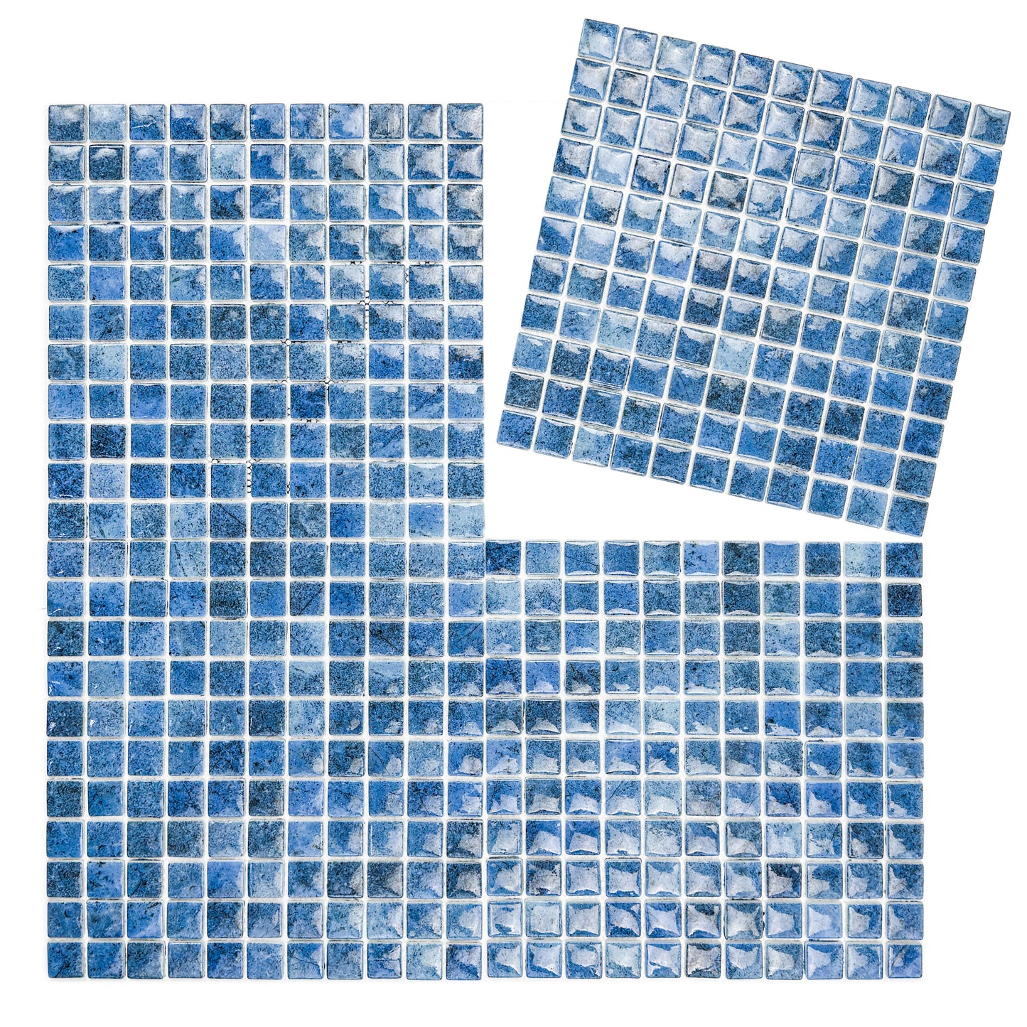 Opulent Vein Series Indigo Blue & Neon Blue Marble Texture Glossy Recycled Glass Mosaic