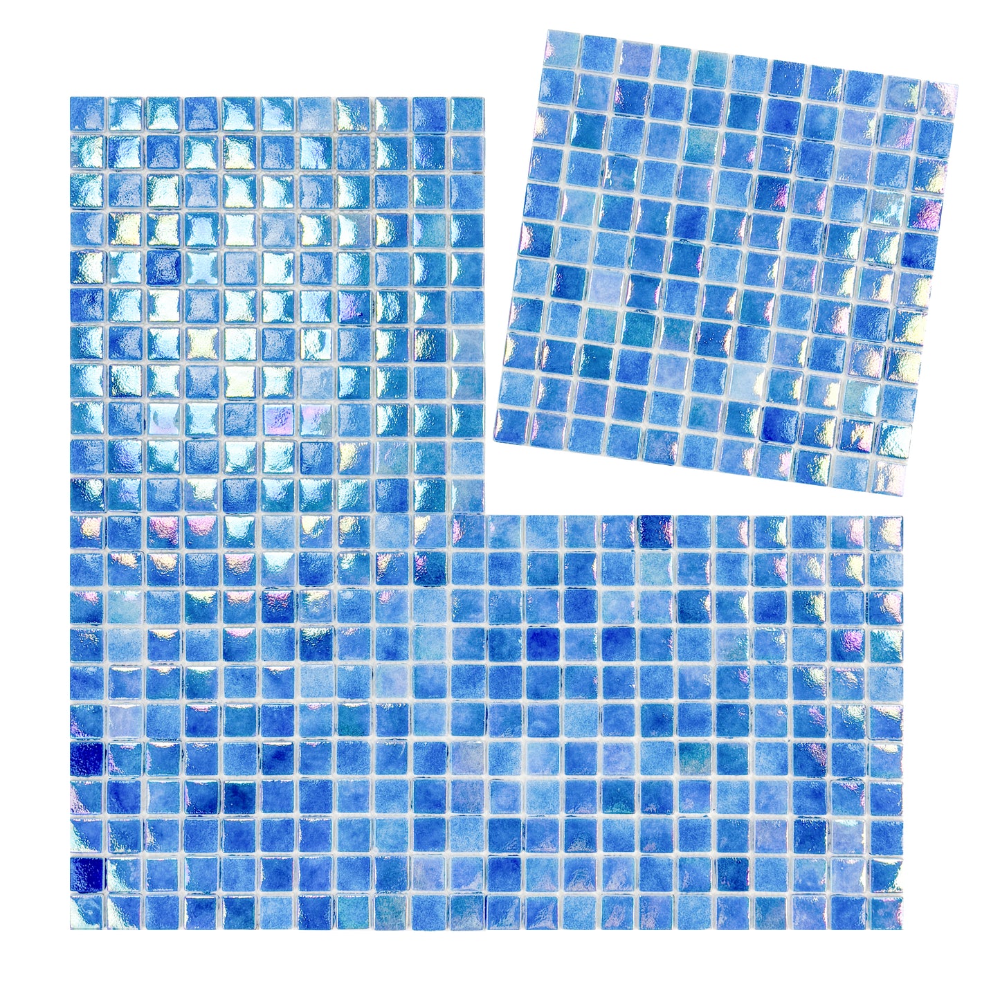 Regal Europe Series Azure Blue & Neon Blue & Navy Blue Mixed Glossy Recycled Glass Mosaic