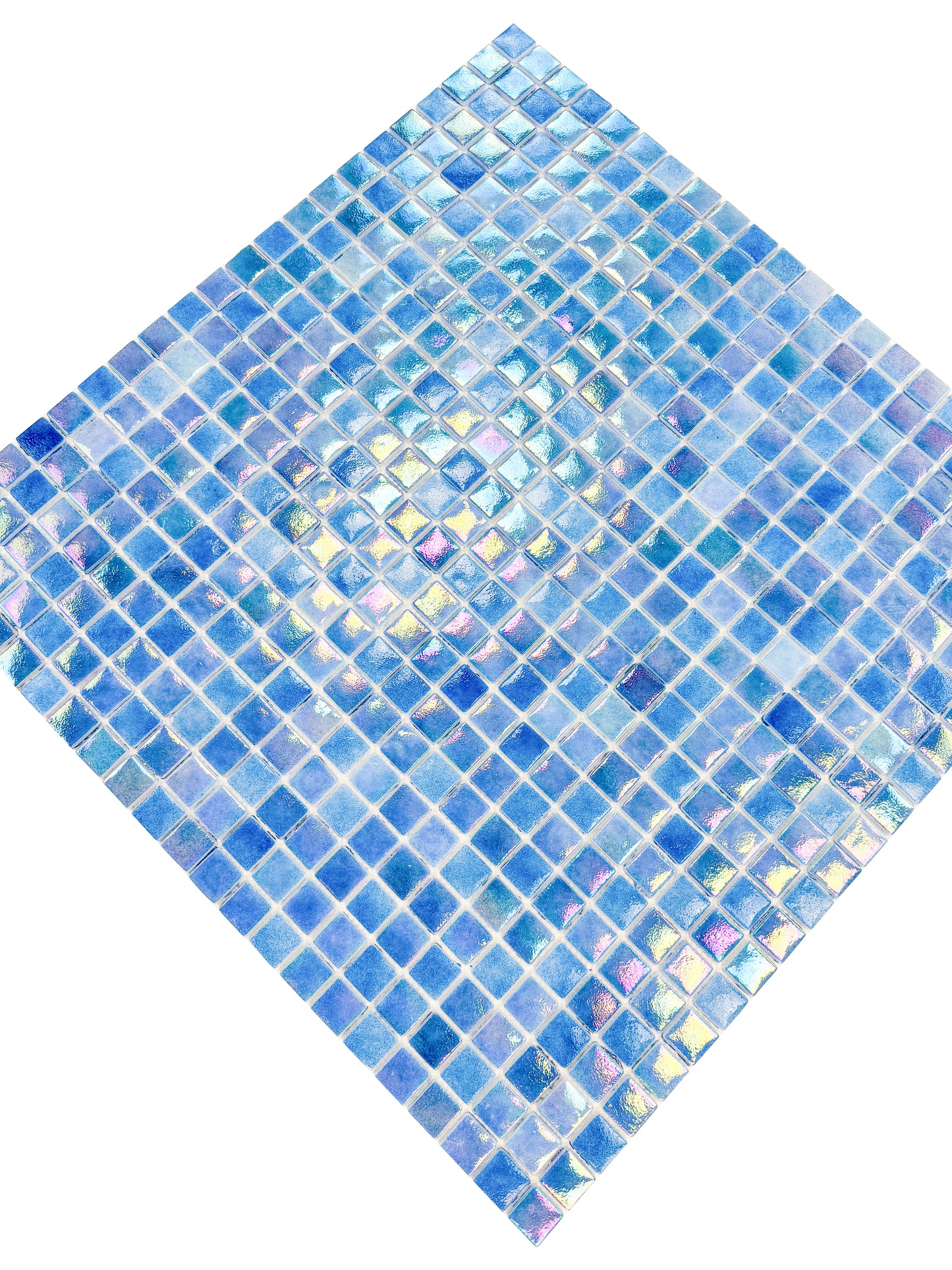 Regal Europe Series Azure Blue & Neon Blue & Navy Blue Mixed Glossy Recycled Glass Mosaic