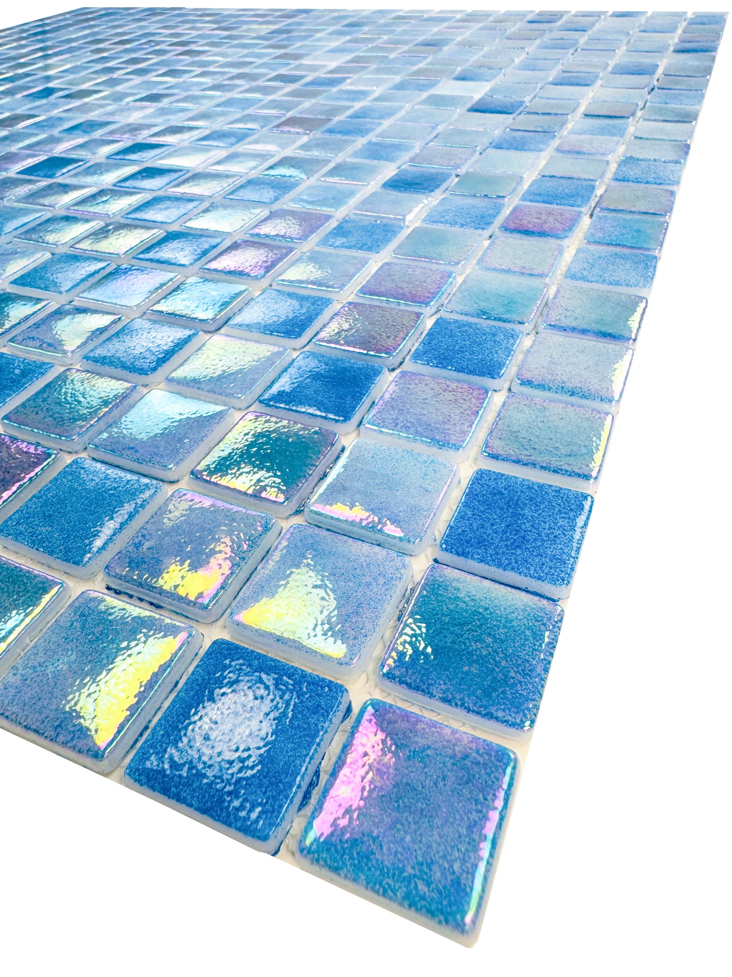 Regal Europe Series Azure Blue & Neon Blue & Navy Blue Mixed Glossy Recycled Glass Mosaic