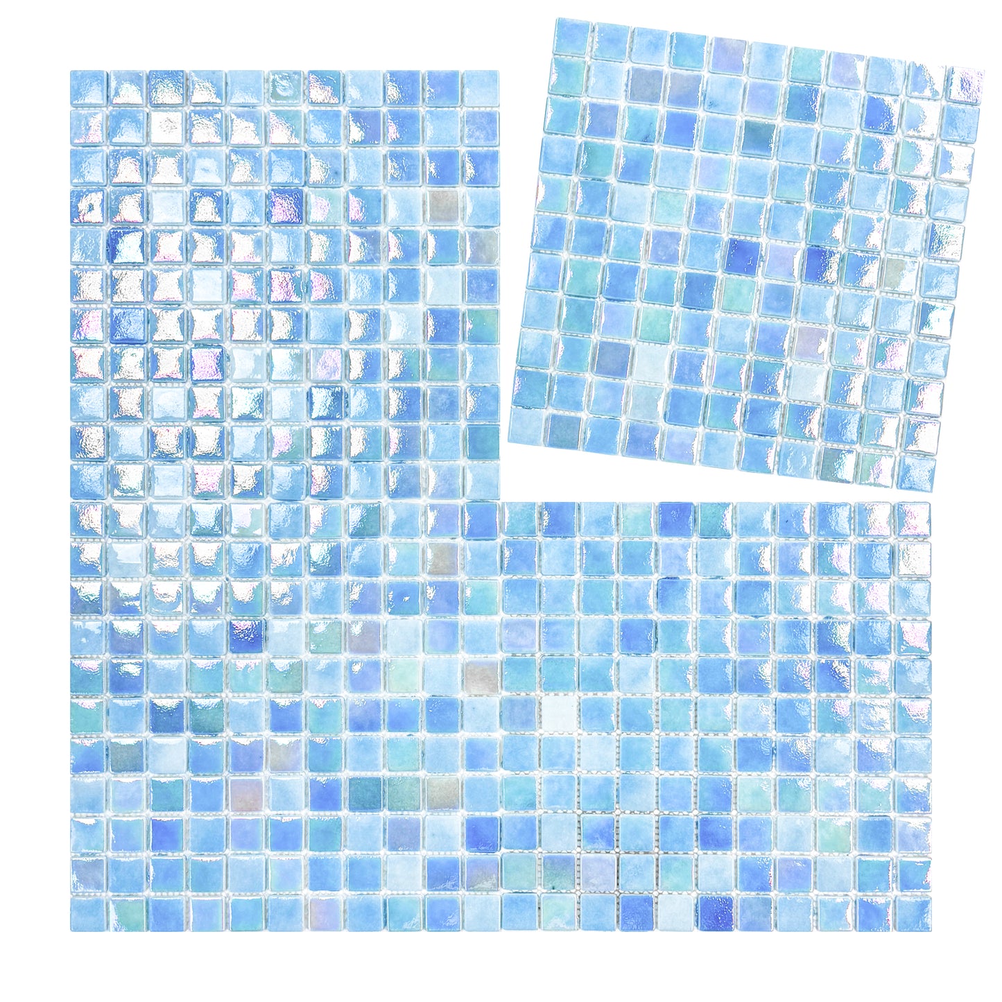 Regal Europe Series Azure Blue & Baby Blue Mixed Glossy Recycled Glass Mosaic