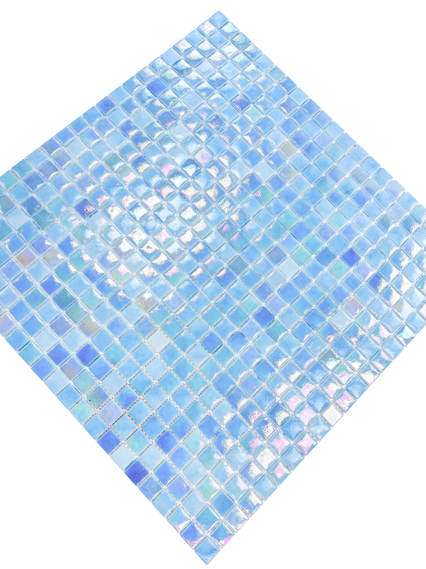 Regal Europe Series Azure Blue & Baby Blue Mixed Glossy Recycled Glass Mosaic