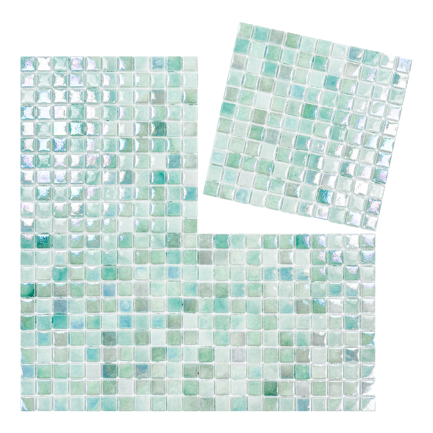 Regal Europe Series Light Blue & Nile Blue Mixed Glossy Recycled Glass Mosaic