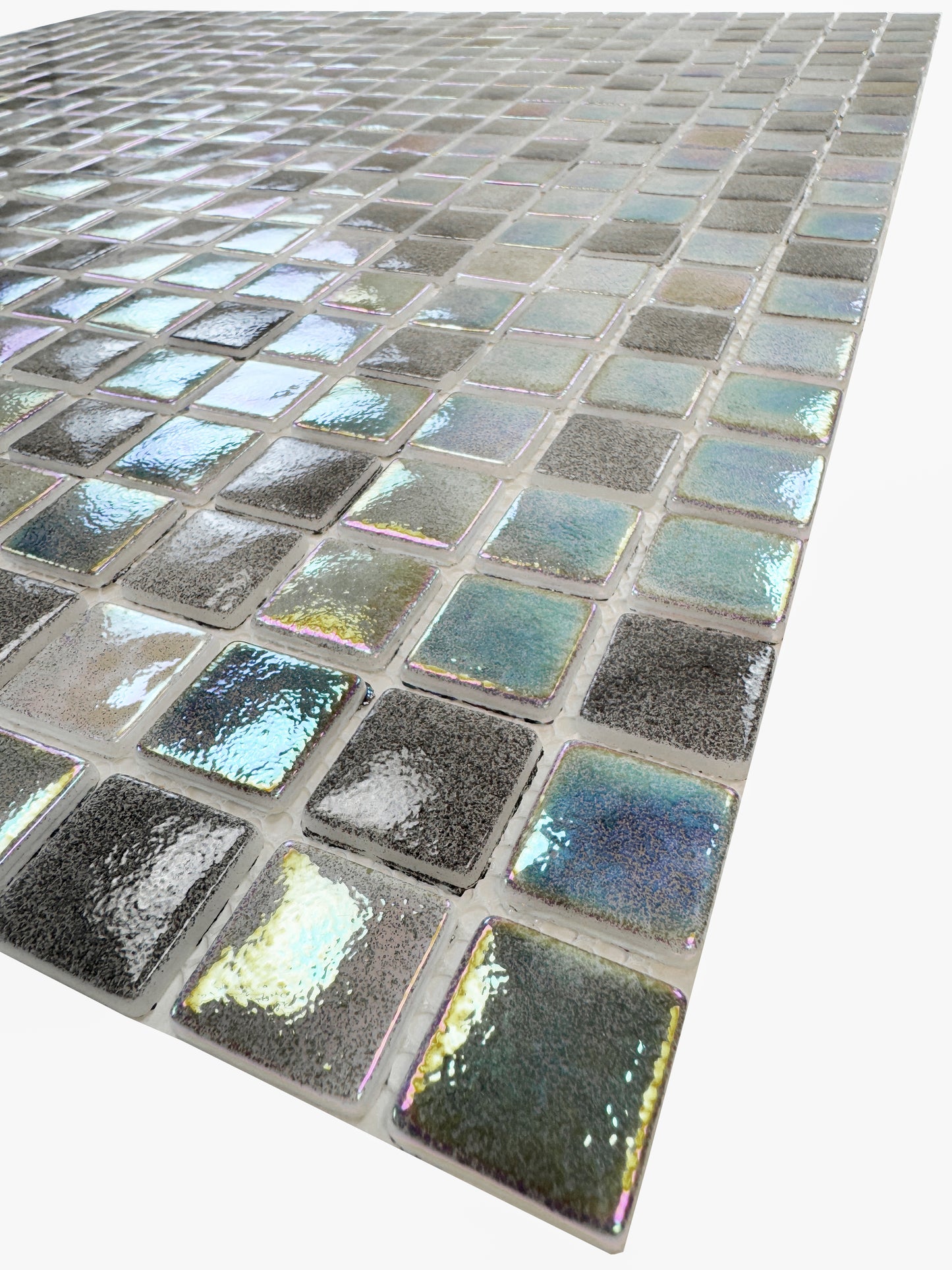 Regal Europe Series Light Grey & Shadow Grey Mixed Glossy Recycled Glass Mosaic