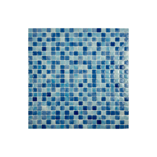 Regal Europe Series Light Blue & Baby Blue & Cobalt Blue Mixed Glossy Recycled Glass Mosaic