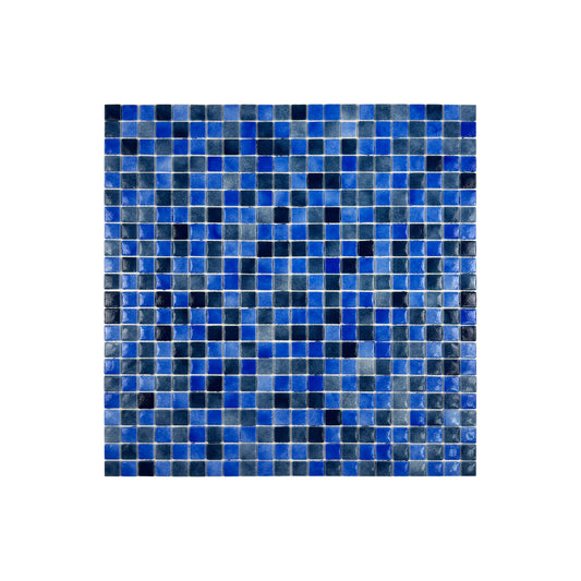Regal Europe Series Neon Blue & Yale Blue Mixed Glossy Recycled Glass Mosaic