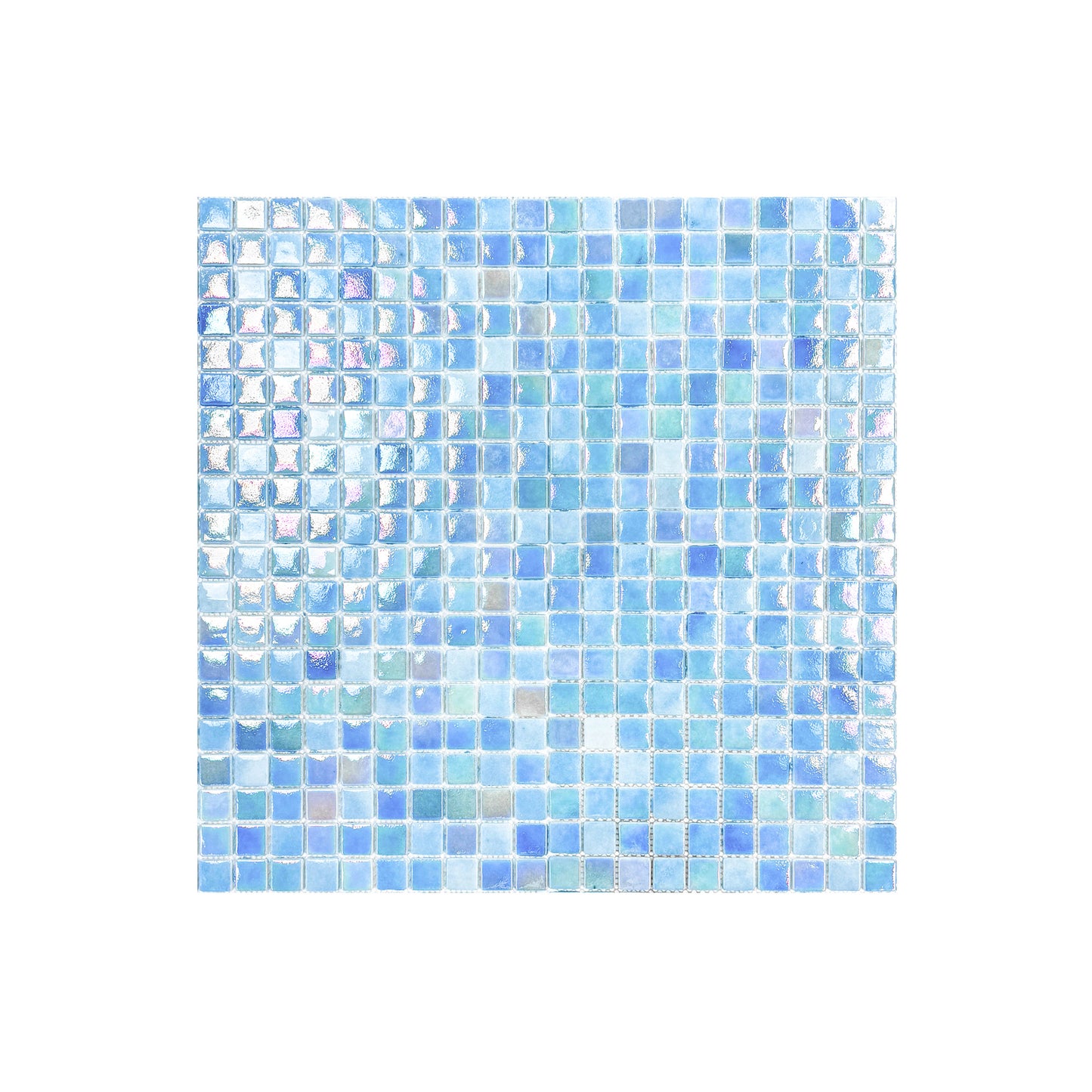 Regal Europe Series Azure Blue & Baby Blue Mixed Glossy Recycled Glass Mosaic