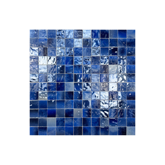 Marble Mirage Series Light Blue & Navy Blue & Midnight Blue Mixed Marble Transparent Texture Crystal Glass Mosaic