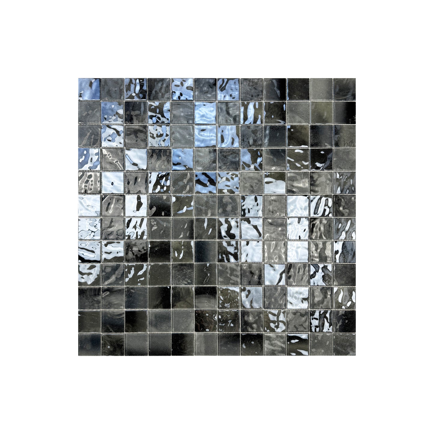 Marble Mirage Series Seal Grey & Iron Grey & Black Mixed Marble Transparent Textures Crystal Glass Mosaic