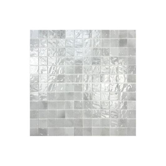 Marble Mirage Series Cotton White & Chiffon White Mixed Marble Transparent Textures Crystal Glass Mosaic