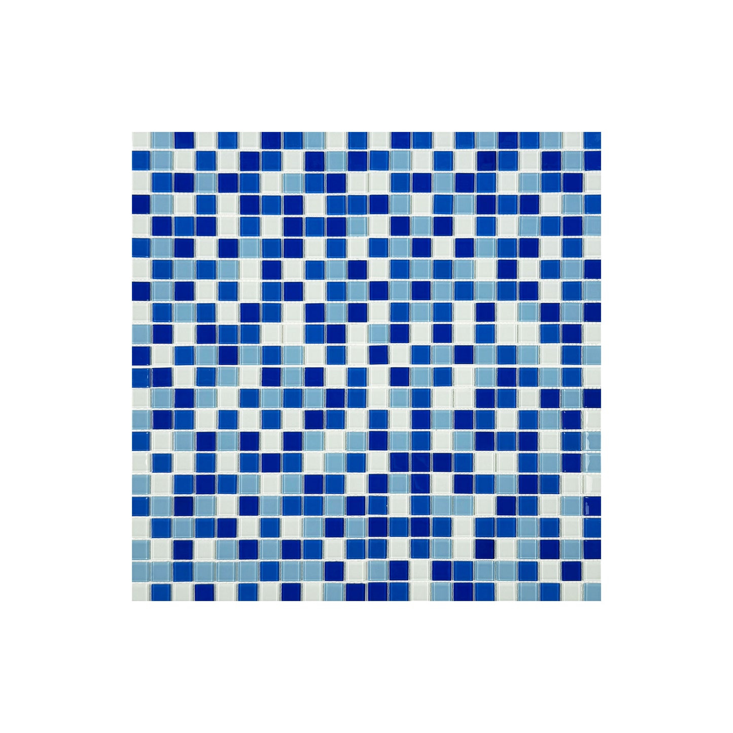 Azure Enchantment Series White & Sky Blue & French Blue & Navy Blue Mixed Crystal Glass Mosaic