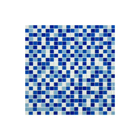 Azure Enchantment Series White & Sky Blue & French Blue & Navy Blue Mixed Crystal Glass Mosaic