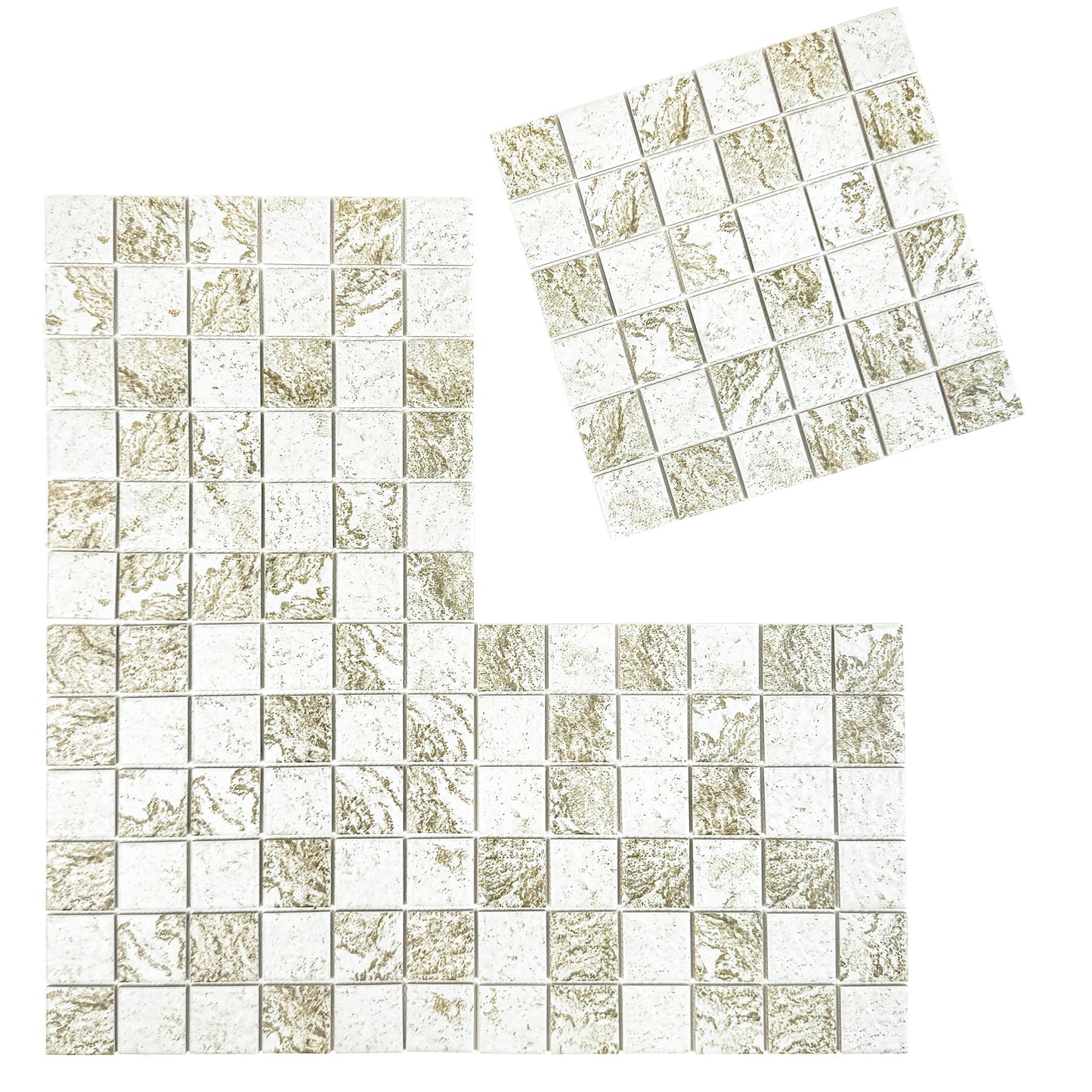Majestic Naturale Light Off White & Brown & Gray Mixed Stone Pattern Porcelain Mosaic