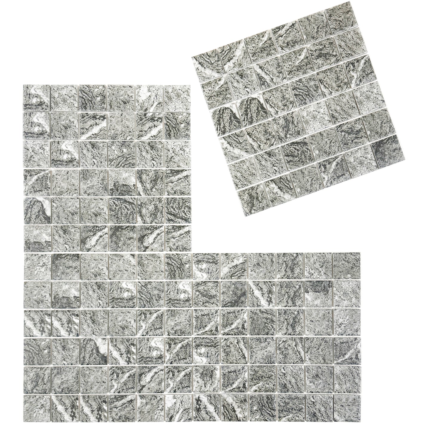 Majestic Naturale Light Black And Light  Brown Mixed Stone Pattern Porcelain Mosaic