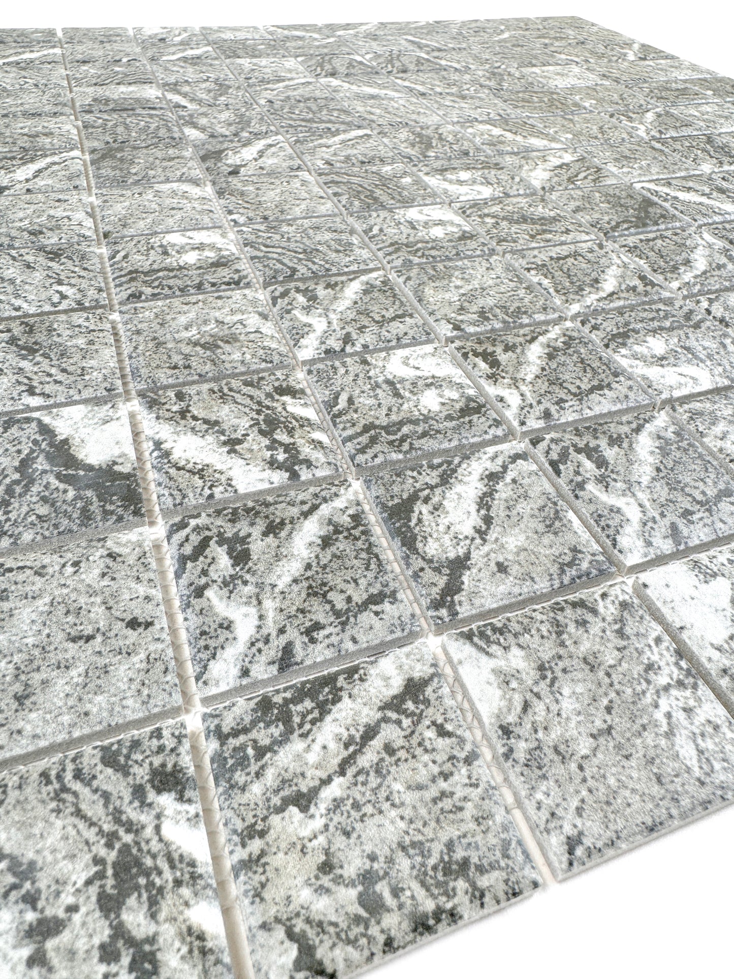 Majestic Naturale Light Black And Light  Brown Mixed Stone Pattern Porcelain Mosaic