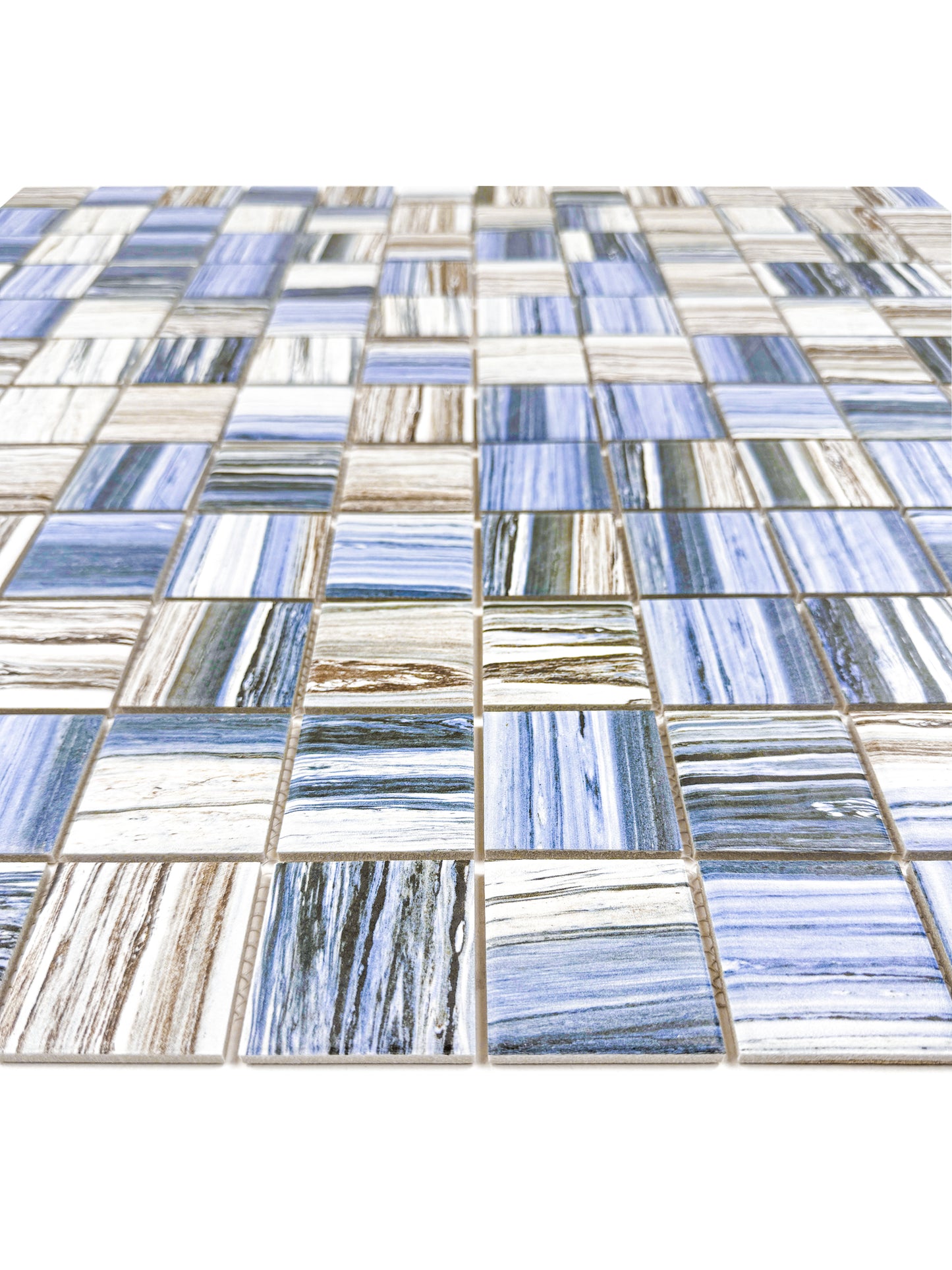Majestic Naturale Dark Blue & Milky White & Light Grey Mixed Stone Pattern Porcelain Mosaic