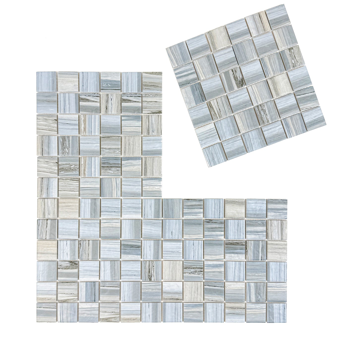 Majestic Naturale Light Blue & Milky White & Light Grey Mixed Stone Pattern Porcelain Mosaic
