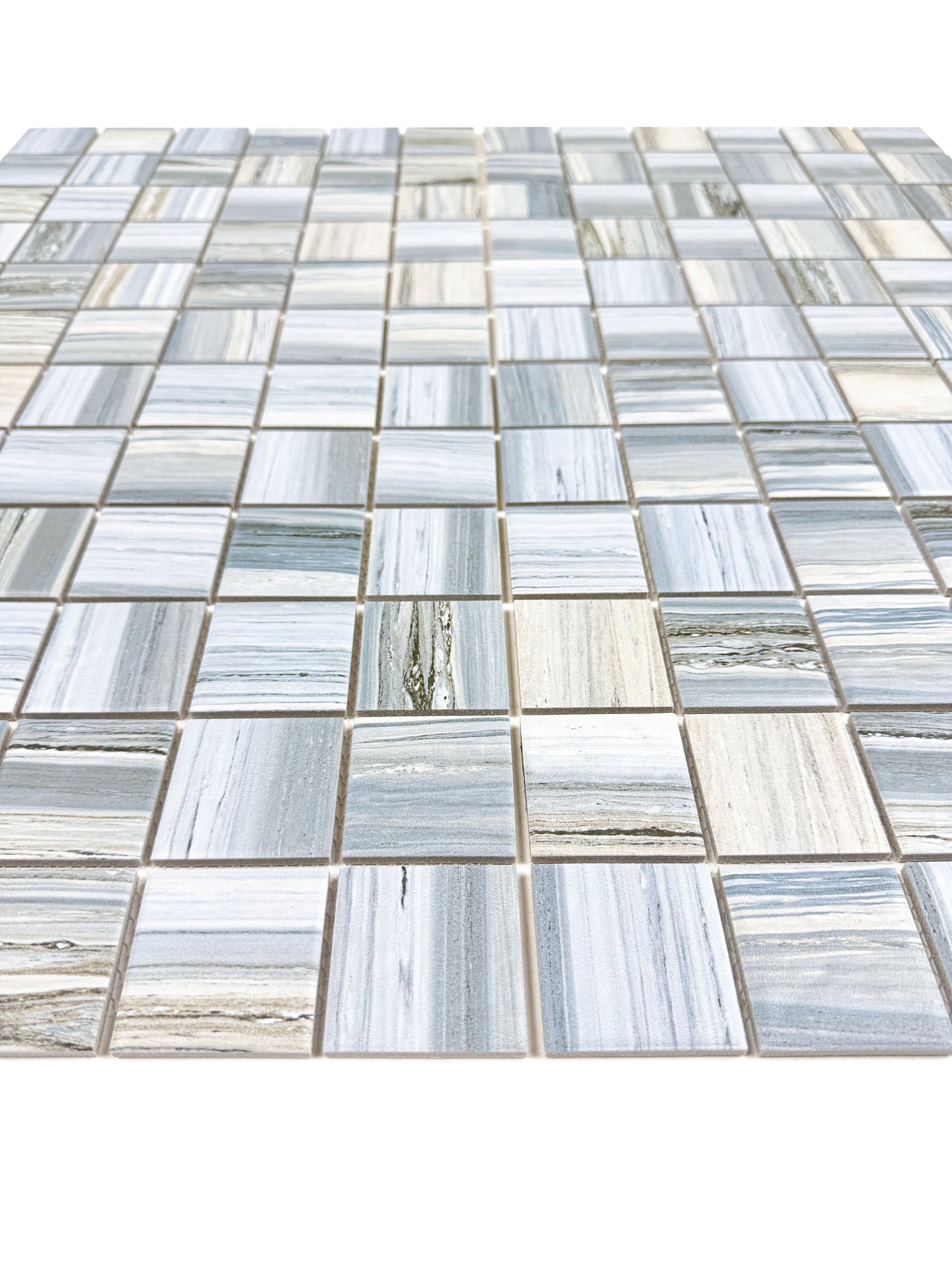 Majestic Naturale Light Blue & Milky White & Light Grey Mixed Stone Pattern Porcelain Mosaic